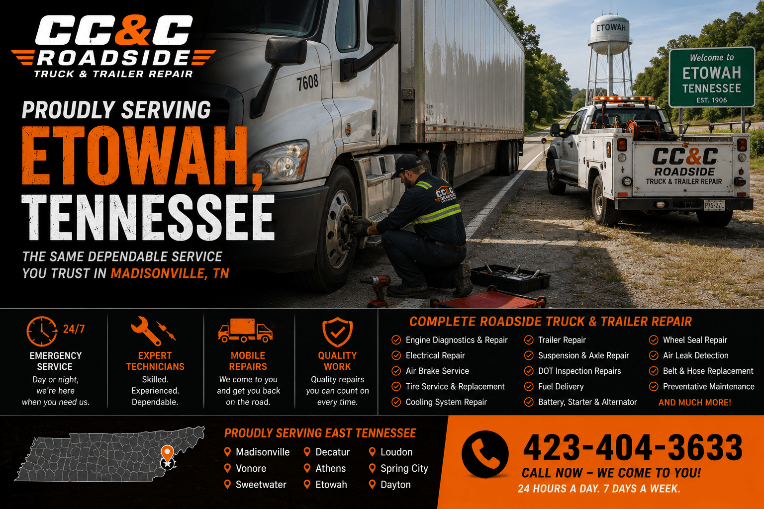 Etowah Tennessee Roadside Truck Repair